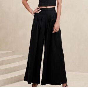 Banana Republic linen blend pleat extra wide leg palazzo pants sz.2